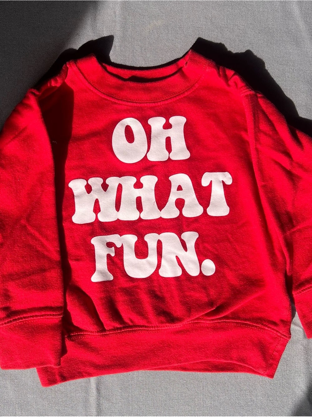 Kids Red 'Oh What Fun' Holiday Sweatshirt - Festive Graphic Pullover